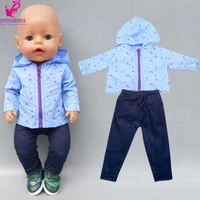 43cm baby doll boy summer clothes blue sun protection coat for 18 inch american generation girl doll leisure outfits