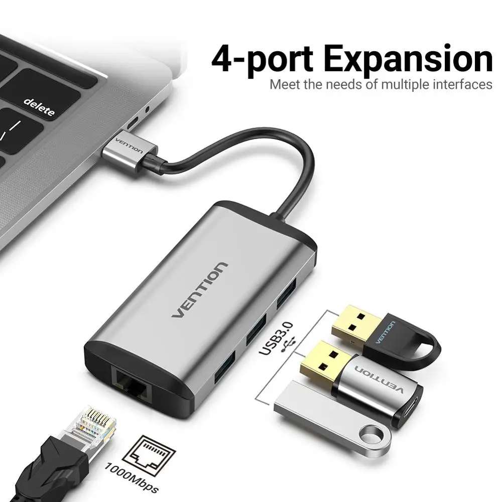 VENTION 4-портовый концентратор USB 3 0 сверхтонкий высокоскоростной usb-разветвитель