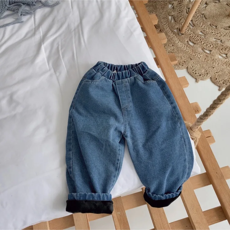 2019 новые зимние классические утепленные джинсы для маленьких мальчиков и