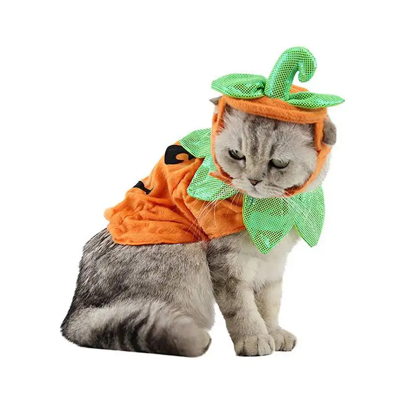 

NEW Pet Cat Dog Halloween Decorision Pumpkin Suit (clothes + Hat) Jewelry Clothing