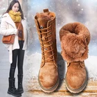 Лидер продаж, женские теплые зимние сапоги до середины икры, Осень-зима 2022, женская повседневная обувь на плоской подошве, женские сапоги