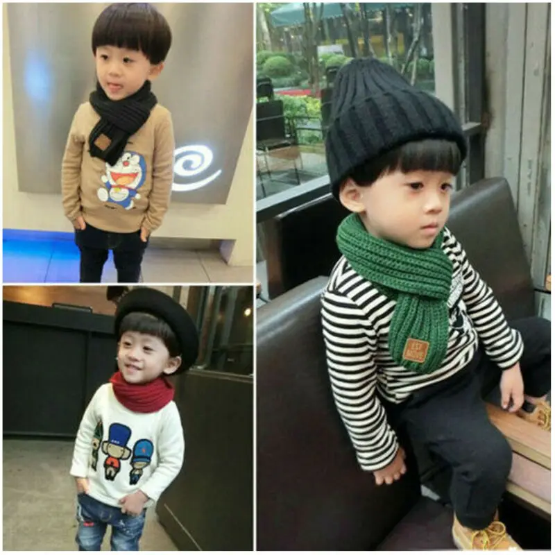 Новый Зимний милый Хлопковый вязаный детский шарф для мальчиков и девочек
