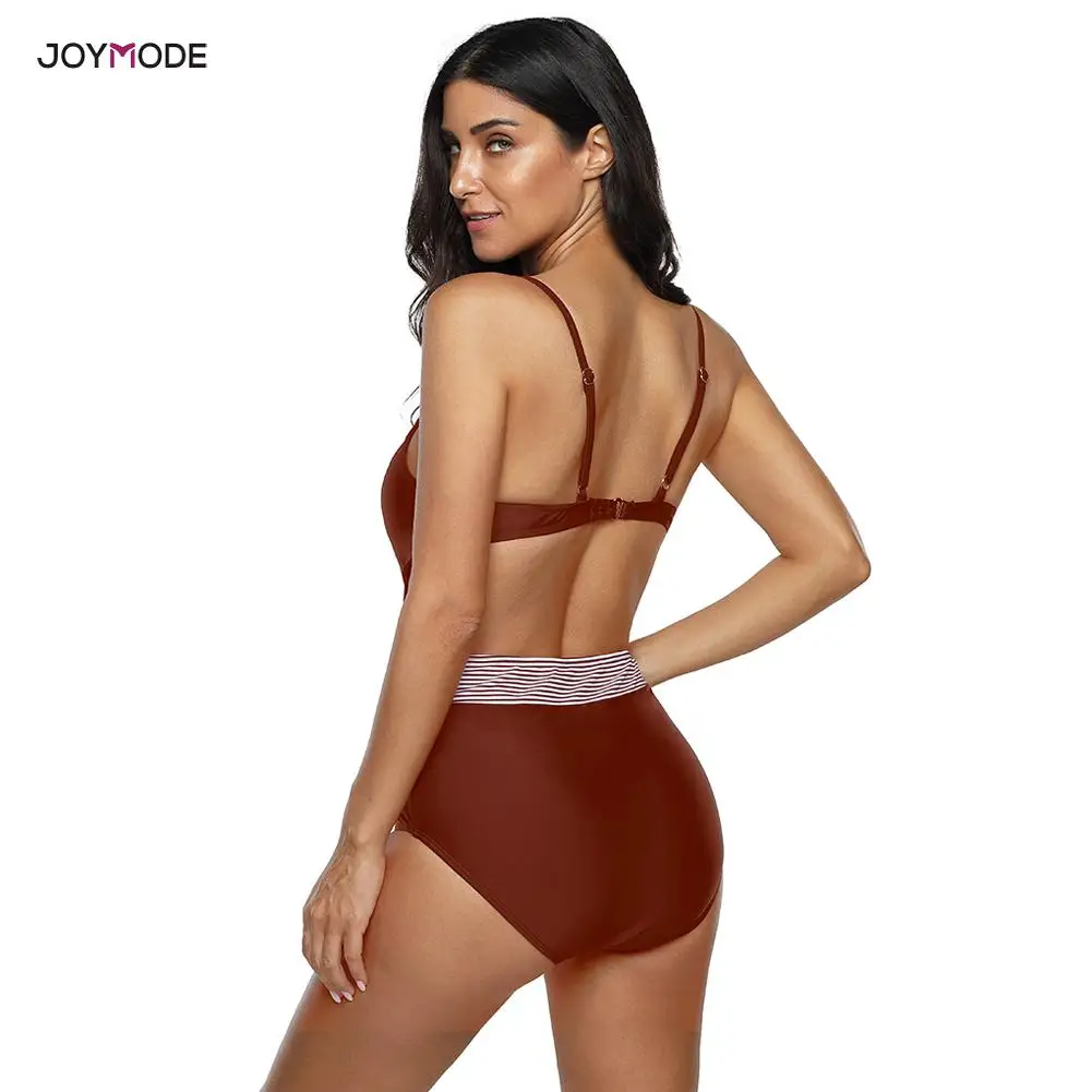 JOYMODE Для женщин Одна деталь с лямкой на шее купальный костюм в полоску трепку