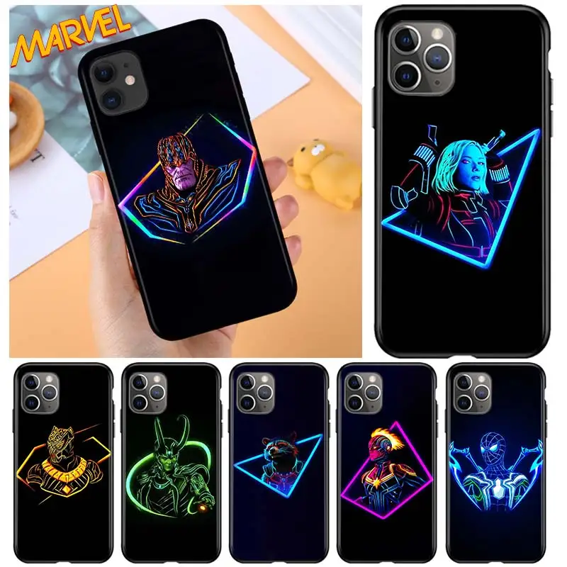 

Marvel hero color for Apple iPhone 12 Pro Max Mini 11 Pro XS Max X XR 6S 6 7 8 Plus 5S SE2020 Soft Black Phone Case