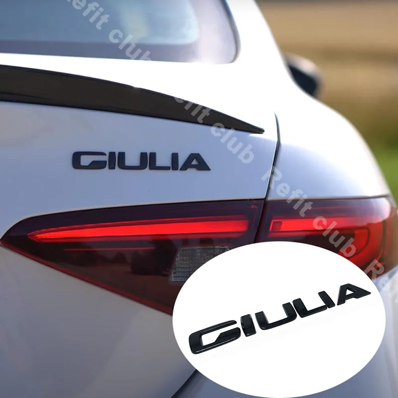 

Black Q4 GIULIA Car Metal Tail Letter Logo Emblem Stickers Decoration Sticker for Alfa Romeo Giulia Modification Accessories