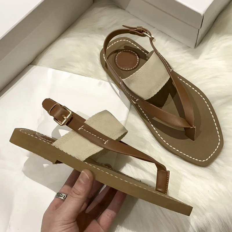 2021 Women Summer Sandals Woman Luxury Design Brand Slippers Fashion Thong Flip Flops Flat Leather Sandals Casual Female Shoes
