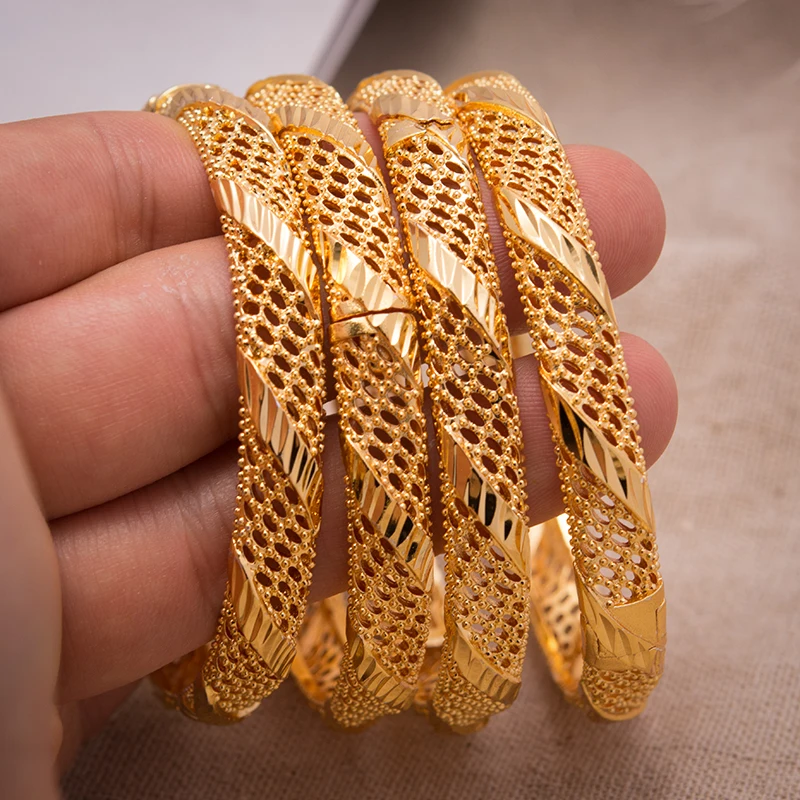 4 шт./лот Изящные Цветочные браслеты манжеты и для женщин мужчин золотистого