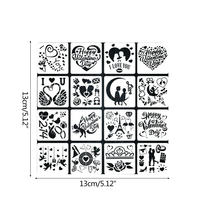 16 шт. многоразовые шаблоны для рисования на тему Дня Святого Валентина |