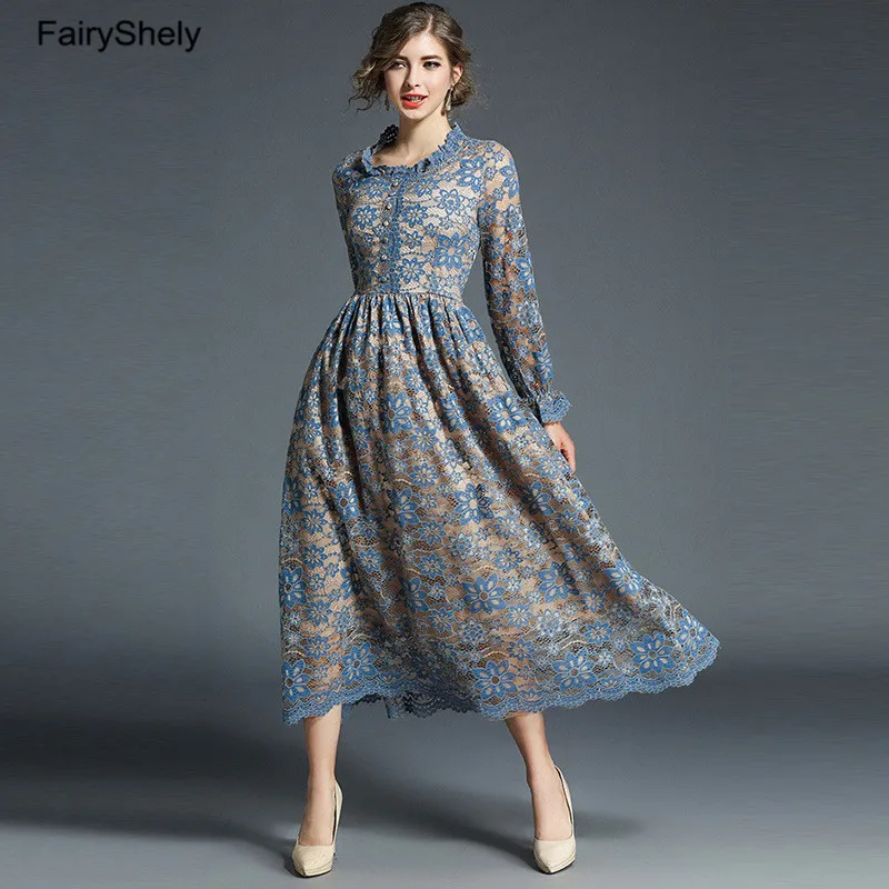 2020 летнее винтажное синее кружевное Сетчатое платье миди женское сексуальное
