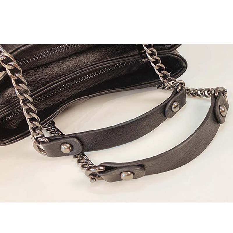 Vintage Rivet Shoulder Bag Female Small Bags For Women Handbags Punk Handbag Leather Messenger Purses Chain Clutch | Багаж и сумки