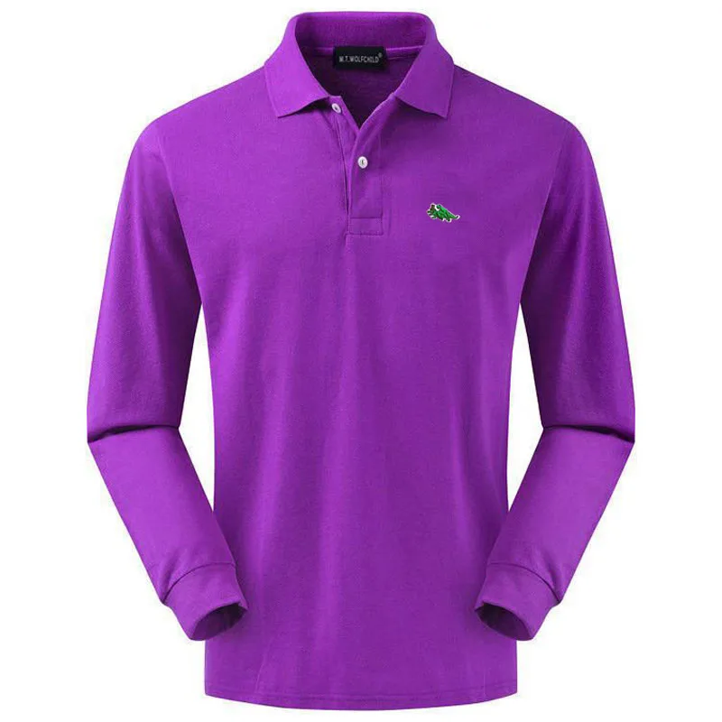 Мужская рубашка-поло с вышивкой и длинным рукавом из натурального хлопка | одежда