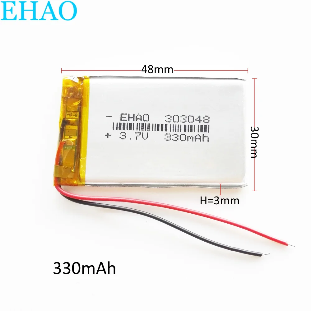 

Литий-полимерная аккумуляторная батарея EHAO 303048 3,7 в 330 мАч для Mp3 GPS bluetooth гарнитуры умных часов