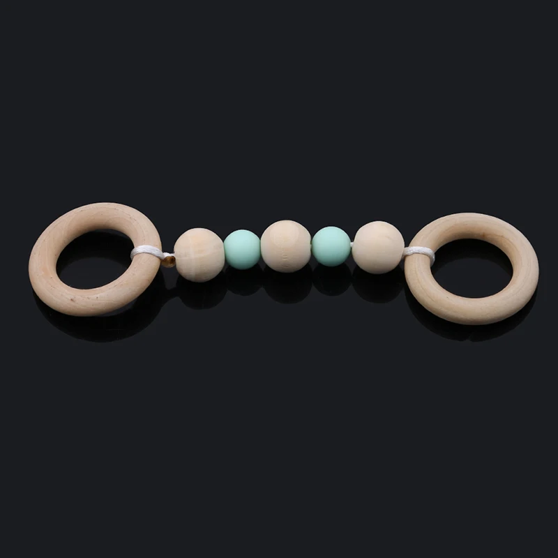 

Baby Silicone Teether Wooden Pacifier Clips Beads Chain Non-toxic Infant Soother Nipple Strap Baby Teether
