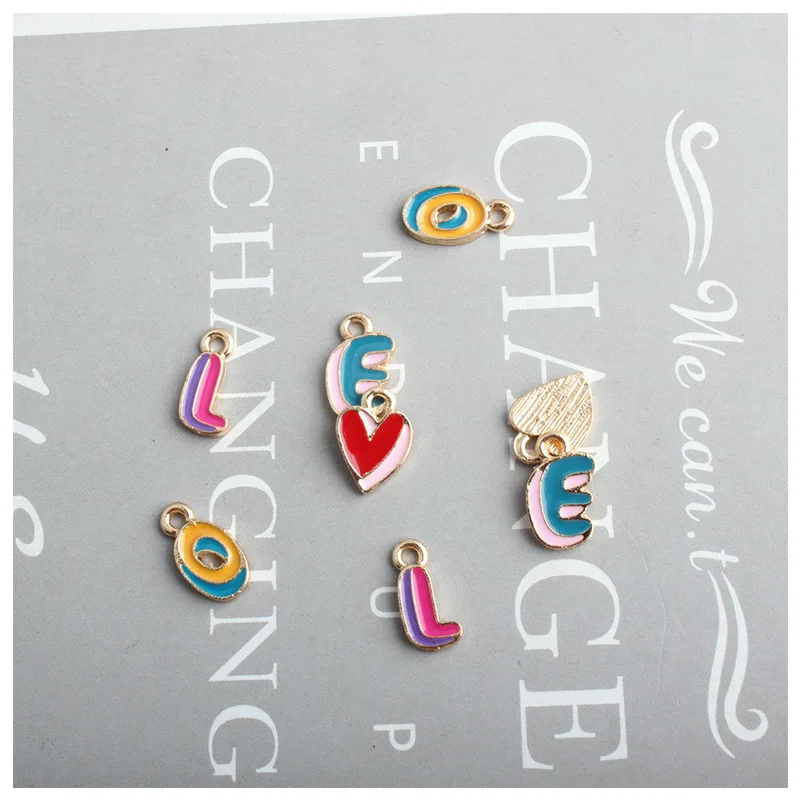 10 шт. буквы Кулоны &quotлюбовь&quot Сплав Эмаль Подвески Аксессуары для изготовления