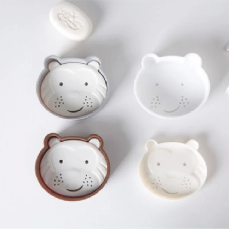 

2Pcs/3 Pcs Cartoon Bear Double Drain Soap Box Bathroom Plastic Holder Case Toilet Smiley Face Soap Container