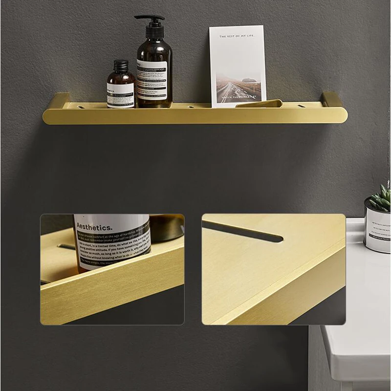 Матовая Золотая полка для ванной комнаты алюминиевый держатель душа стойка