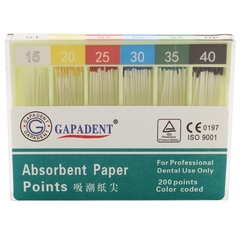 200pcs/pack Dental Absorbent Paper Points Root Cancel Endodontics Cotton Fiber Tips Dentist Product Mixed Sizes#15-40