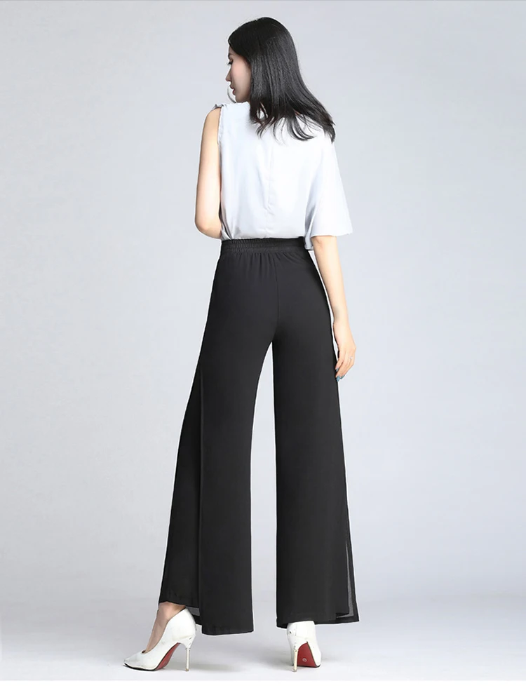 Dance Pant High Quality Solid Chiffon Double deck Long Pants Women's Trousers Cross Casual Wide Leg | Тематическая одежда и