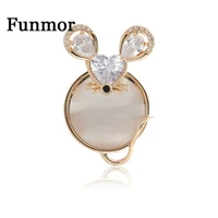 funmor special mouse shape brooches copper jewelry opal with aaa zircon women children routine holiday ornaments birthday gifts