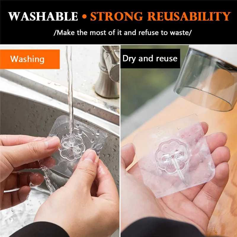 20Pcs Transparent Strong Self Adhesive Door Wall Hangers Hooks Suction Heavy Load Rack Cup Sucker for Kitchen Bathroom | Дом и сад