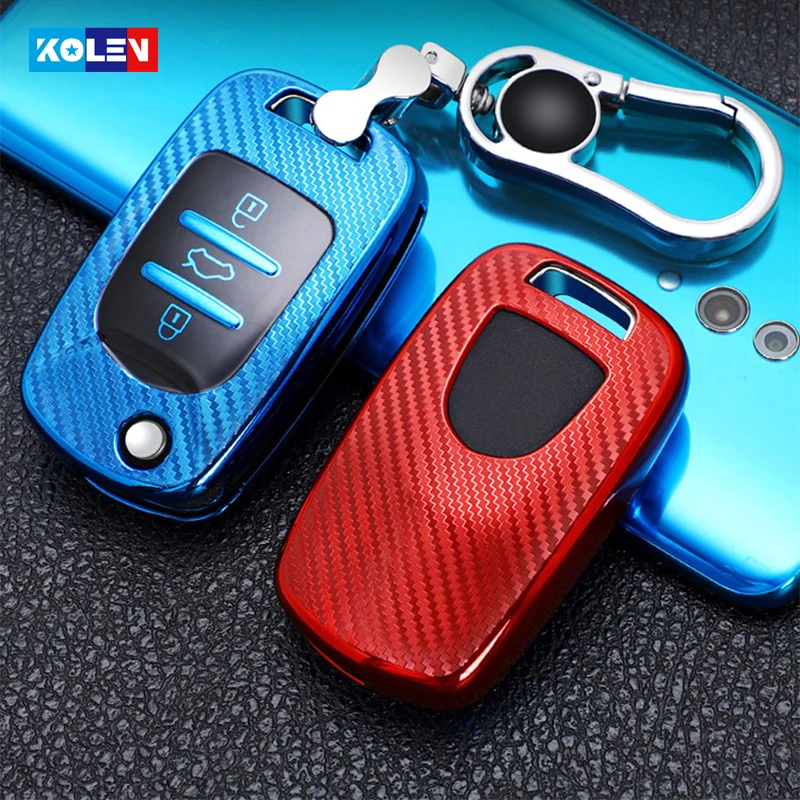 

Soft TPU Carbon Fiber Car Remote Key Case Full Cover Shell For Baojun 510 310 730 560 Car Smart Key Fob Holder Auto Accessories