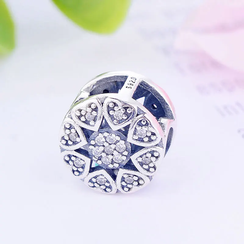 Шарм браслет женский из серебра 925 пробы с круглым сердцем|Бусины| |