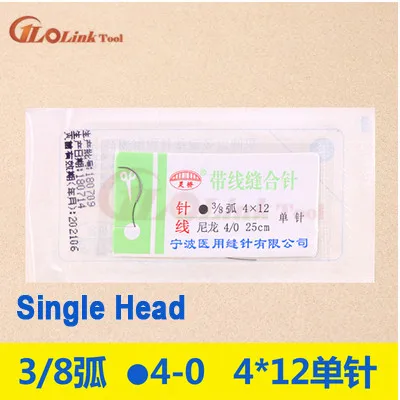 Round Suture needle surgery tool microsurgery nylon monofilament wire round harmless needle surgical instrument 10pc/set - Цвет: 3-8 4-0 4x12 Single