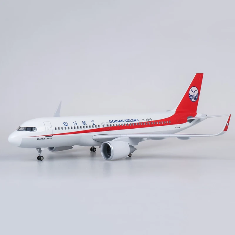 1/80 масштаб 47 см самолет Сычуань авиакомпания Airbus A320 neo модель светодиодный свет и колесо шасси литье под давлением модель самолёта из смолы игрушка - Цвет: without  light