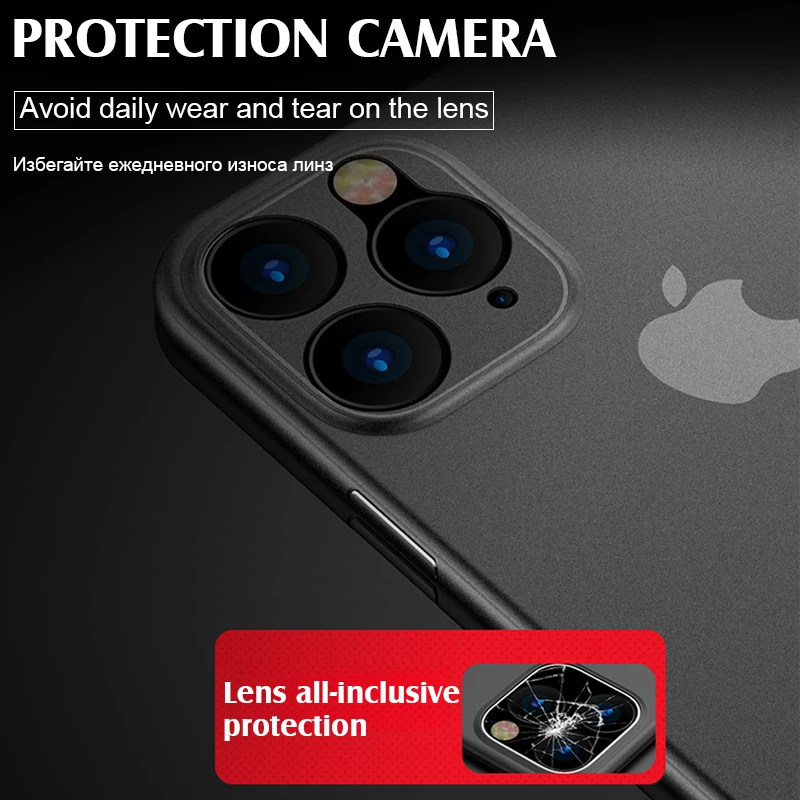 KEYSION Shockproof 0.3MM Ultra Thin Case for iPhone 11 Pro Max Matte Back Phone Cover XS XR X |