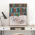 Книжный червь подарки бесконечные книги Холст принты Настенная картина оригинальная ручная роспись ретро плакат для кабинета читального зала Декор