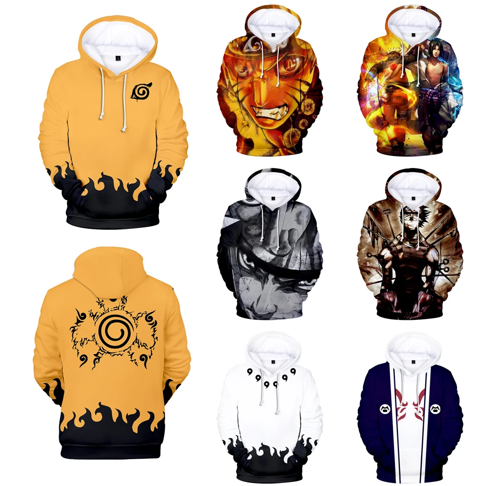 Толстовка с капюшоном из аниме Наруто Детский свитшот мультяшным принтом одежда