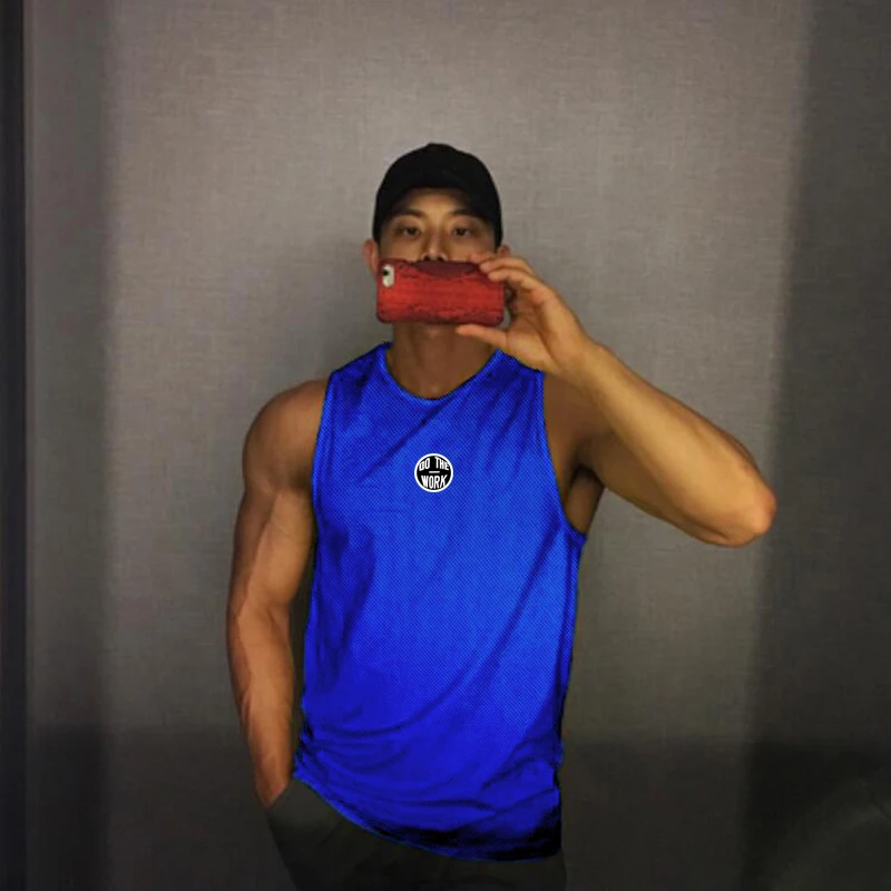 Майка мужская сетчатая для воркаута модная майка без рукавов тренировок