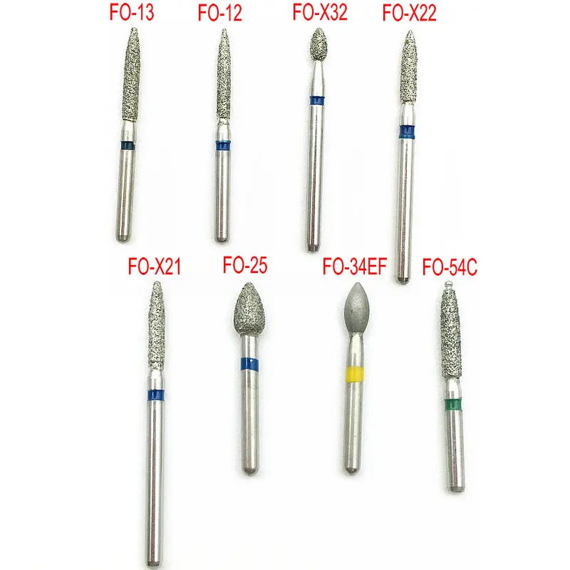 

10 шт./кор. зубные алмазные Буры, сверло с огнеупорным концом, Буры для высокоскоростных ручных инструментов, стоматологические инструменты