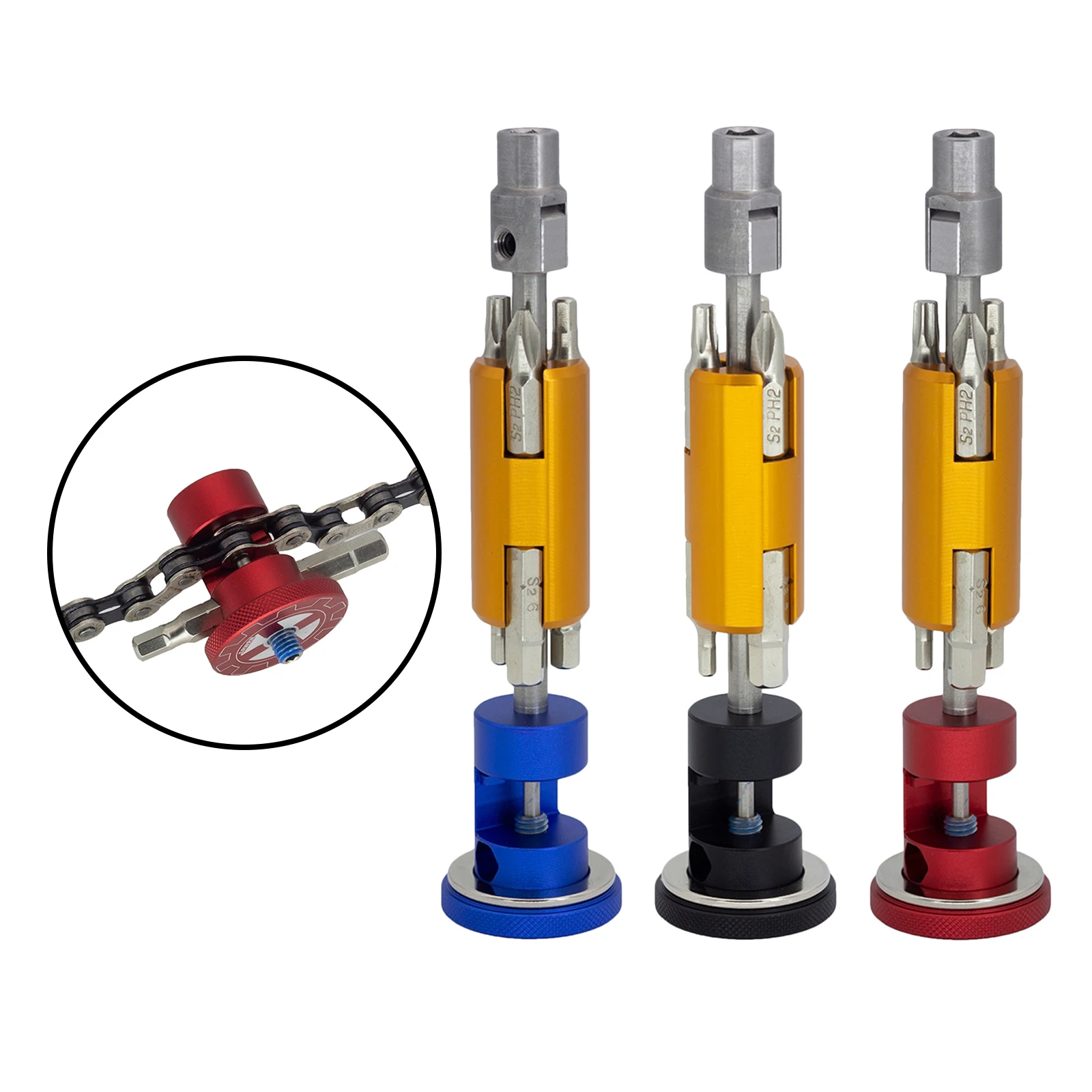 

Portable Bike Repair Tool Magnetic Multi-Tool T25 Wrench Chain Cutter Hex Wrench