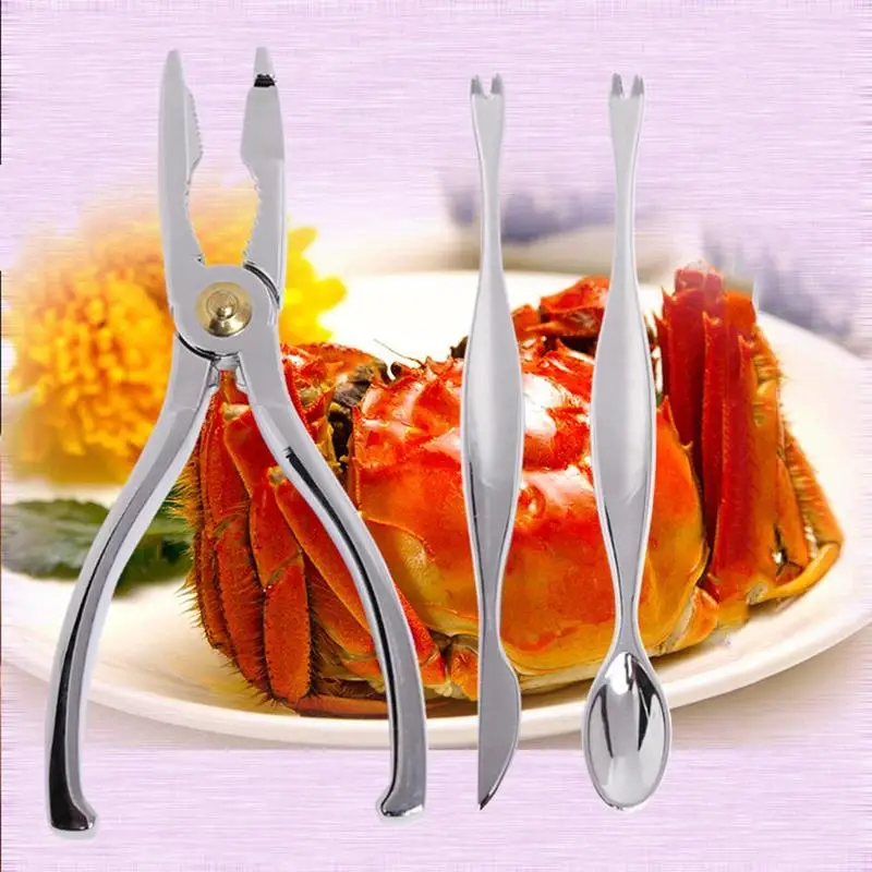 

3Pcs Seafood Tools Crab Crackers Nut Cracker Forks Shellfish Crab Cracker Tools Opener Accessories Set Supplies Kitchen Lob P9Y5