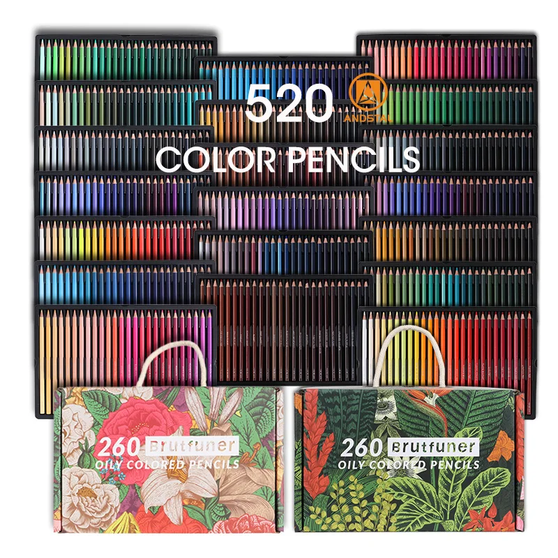 Andstal 260/520 Color Professional Color Pencils Set Oily Painting Colored Pencil For Beginner Student School Art Supplies