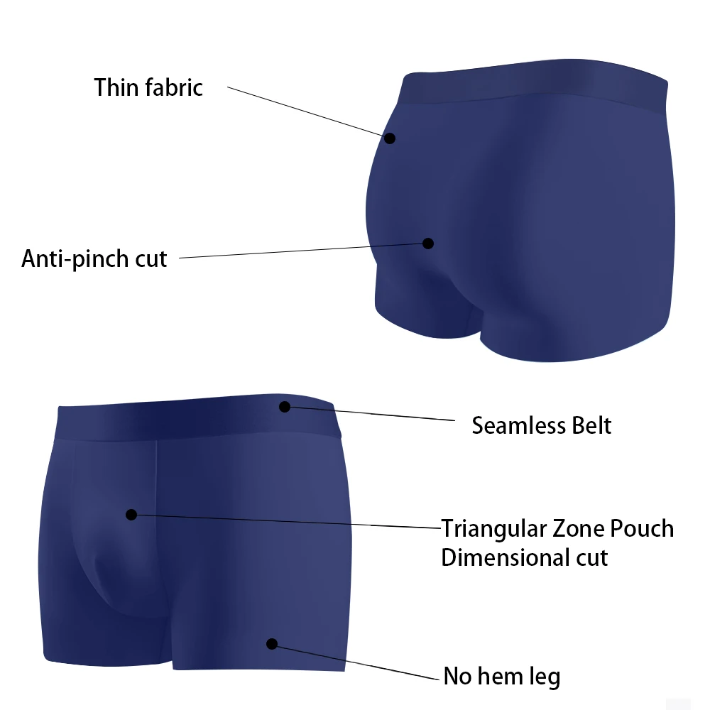 Brand 4PCS Men's Underwear Graphene 3A Antibacterial Underpants Ice Silk Men Boxer Shorts Moisture Absorbent Elastic Male Pantie