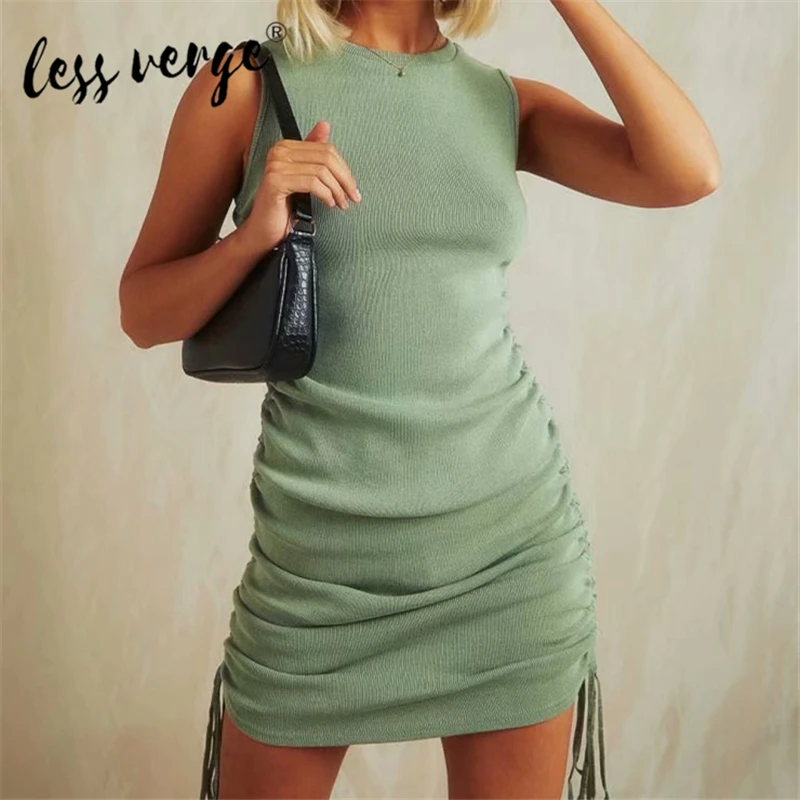 Новое модное женское платье Lessverge без рукавов мини однотонное Повседневное с