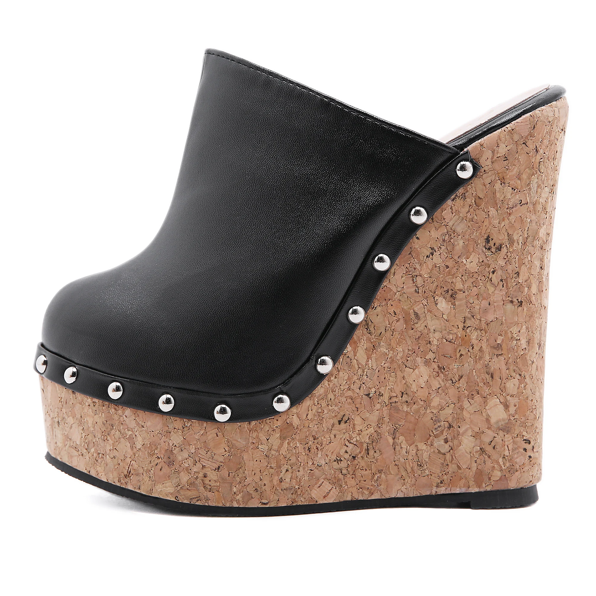 

WETKISS 2021 New Women's High Heels Slippers Platform Wedges Shoes Rivet Slides Ladies Casual Summer Shoes Big Size 35-42