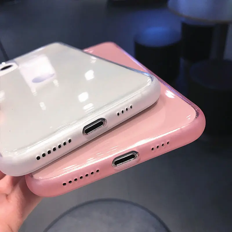 Прозрачный цветной противоударный чехол рамка для телефона iPhone 12 11 Pro Max X XR XS 8 7 6S