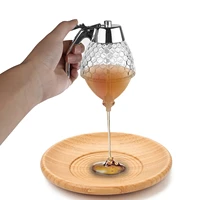 2020 honey dispenser jar container cup juice syrup kettle kitchen bee drip stand holder portable storage pot