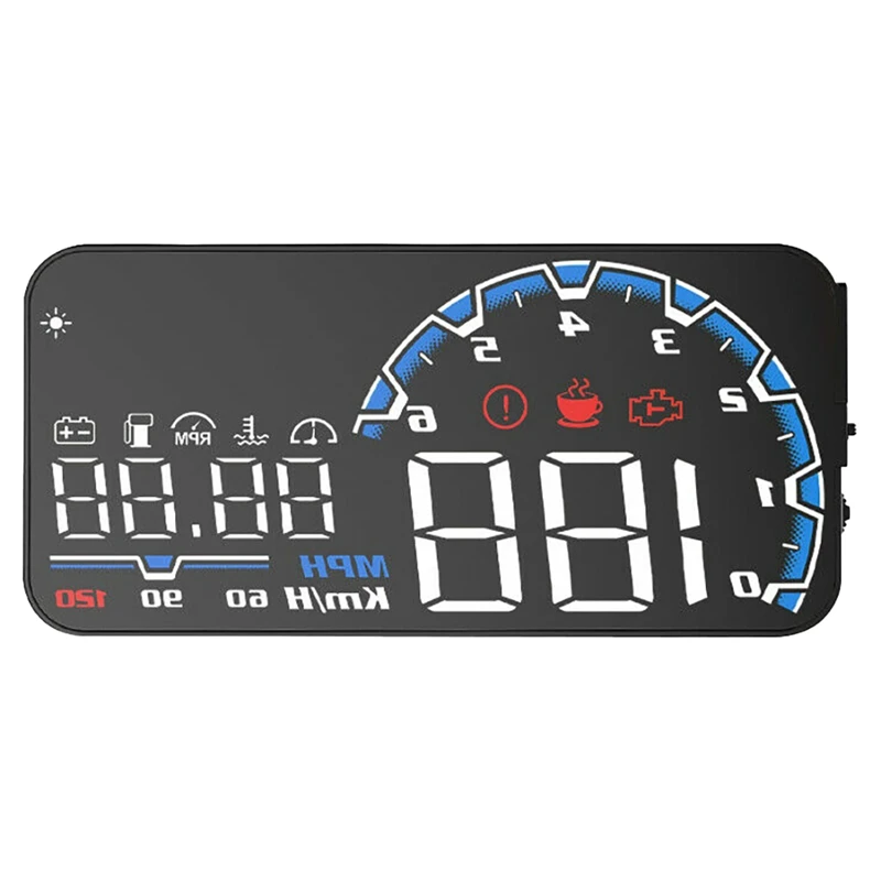 

Car HUD Head Up Display Available with OBD2 and EUOBD Port 5 Inches Windshield Projector Alarm for Cars