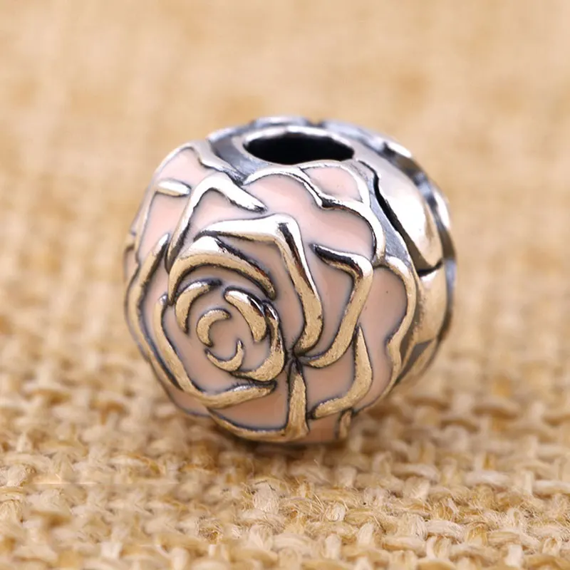 Подлинная женская подвеска розовая эмалированная Роза садовый зажим стопор