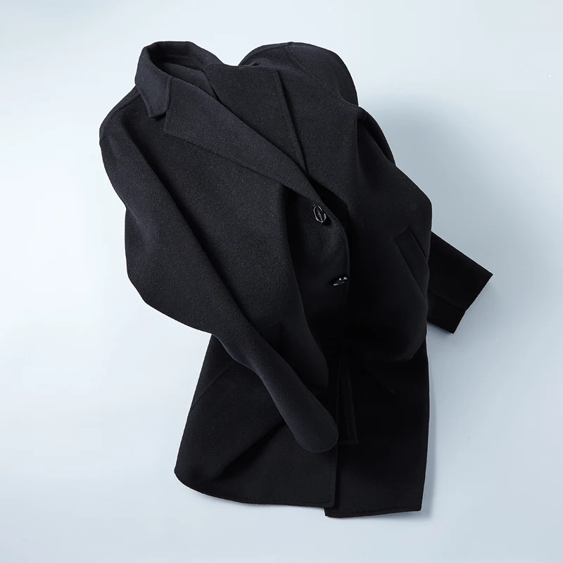 

The Classic Christmas Gifts Mens Wool Coat Two Button Solid Long Sleeved Windbreaker Woolen Blends Coat Men Long Trench#1704