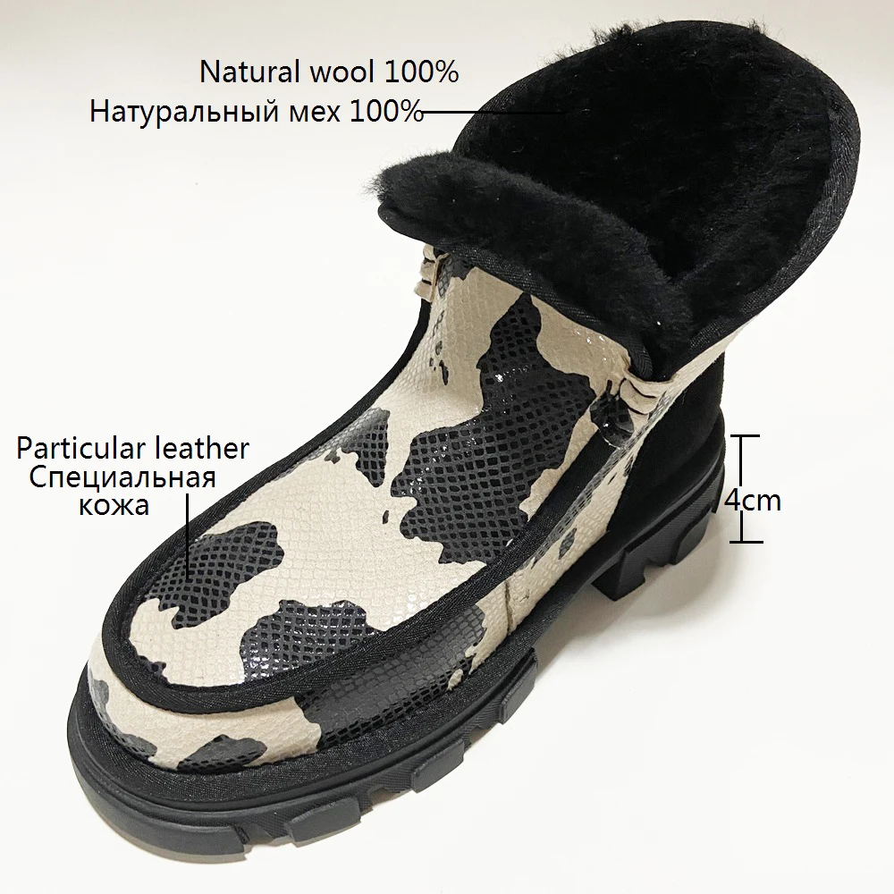 Fashion Women Winter Ankle Boots Ladies Chunky Heels Wool Snow Casual Furry Platform Shoes Girls Slip on Footwear Black | Обувь