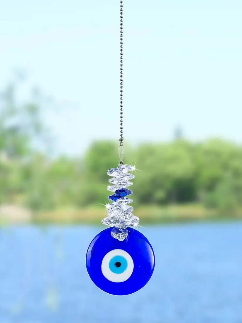 Lucky Evil Eye Home Protection Charm Crystal Ball Drop Hang Suncatchers Ornament 