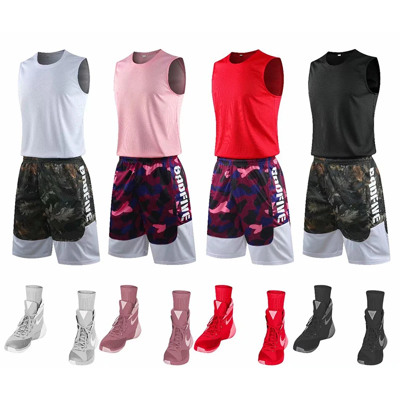 

New Student Basketball Jersey Sets Men Women College Basketball Gym Match Suit Basketball Jersey Ladies Shirt Shorts Suit Custom