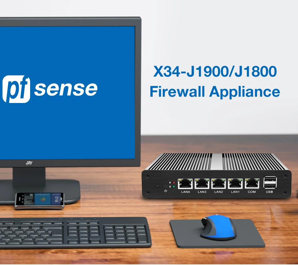 XCY брандмауэр pfsense ПК intel Celeron J1800 J1900 маршрутизатор ПК 4 порта ethernet Windows 10 HTPC VGA безвентиляторный мини ПК