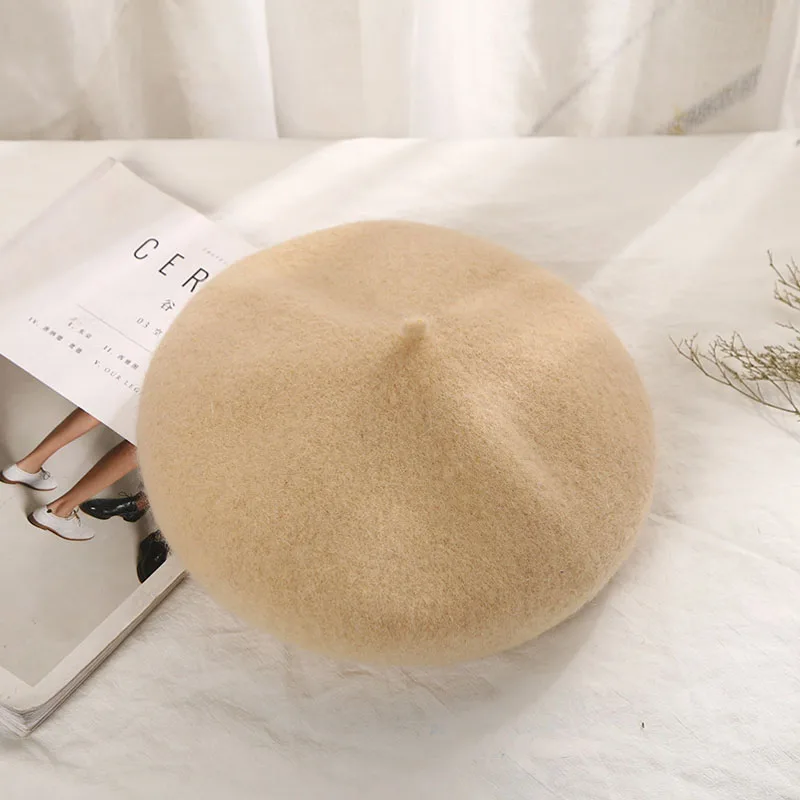 2019 женский элегантный шерстяной берет зимняя теплая Женская шапка для художника