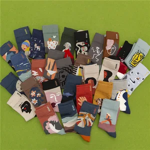 3 парыЛот, зимние женские носки в стиле ретро, Ван Гог, современные хлопковые носки с масляной росписью, всемирно известные носки, абстрактные Веселые носки для женщин